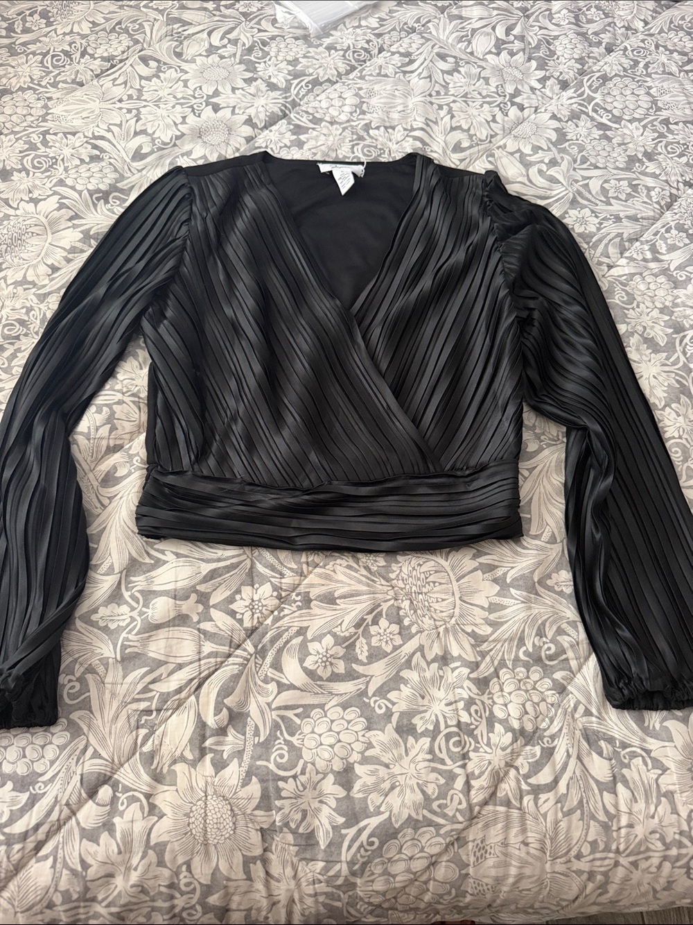 Japna Black Pleated Wrap Crop Top